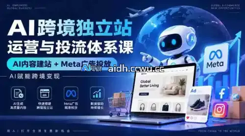 AI 驱动全球电商独立站运营攻略｜智能建站 + Meta 广告投放，跨境出海盈利课