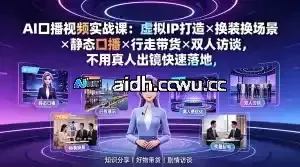 AI 口播视频实战课｜虚拟 IP 打造 × 换装换场景 × 静态口播 × 行走带货 × 双人访谈，不用真人出镜