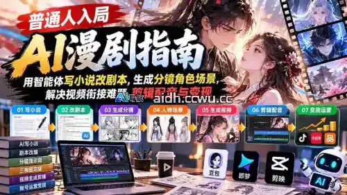 AI 漫剧创作全攻略|智能体生成小说剧本 + 分镜场景 + 剪辑配音 + 账号变现